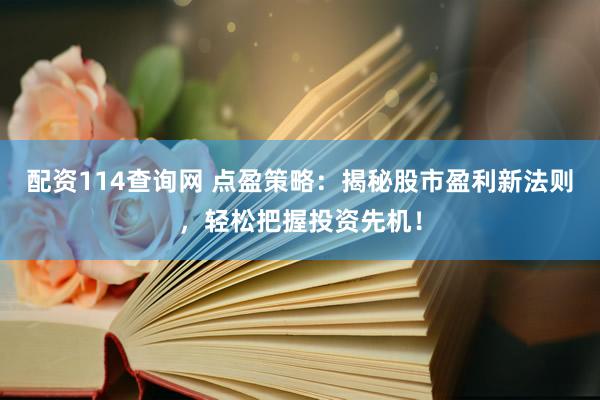 配资114查询网 点盈策略：揭秘股市盈利新法则，轻松把握投资先机！