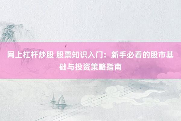 网上杠杆炒股 股票知识入门：新手必看的股市基础与投资策略指南