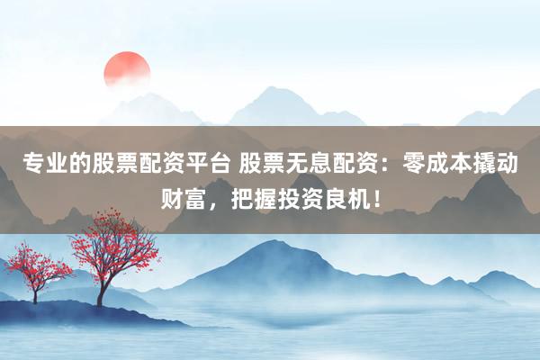 专业的股票配资平台 股票无息配资：零成本撬动财富，把握投资良机！