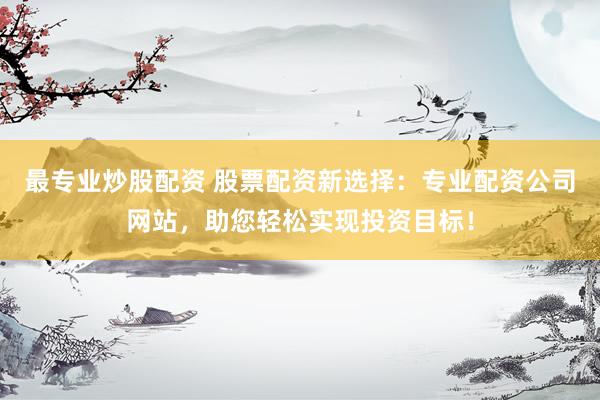 最专业炒股配资 股票配资新选择：专业配资公司网站，助您轻松实现投资目标！
