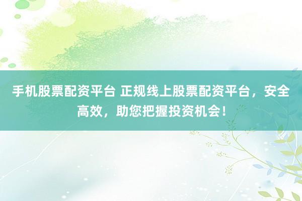 手机股票配资平台 正规线上股票配资平台，安全高效，助您把握投资机会！