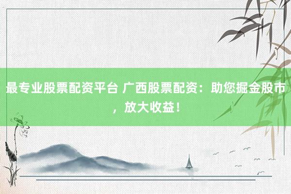 最专业股票配资平台 广西股票配资：助您掘金股市，放大收益！
