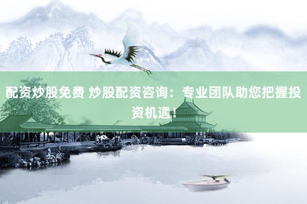 配资炒股免费 炒股配资咨询：专业团队助您把握投资机遇！