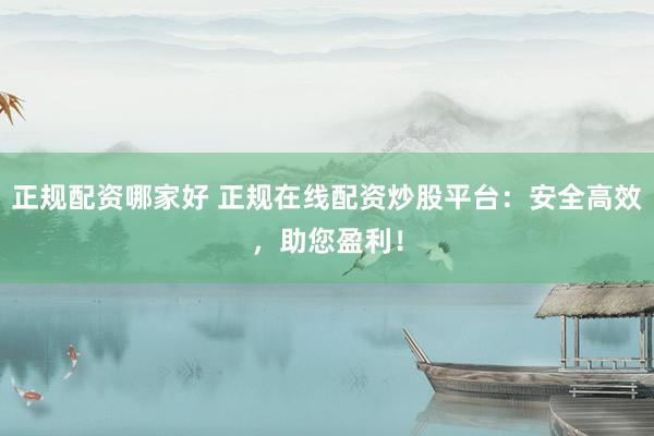 正规配资哪家好 正规在线配资炒股平台：安全高效，助您盈利！