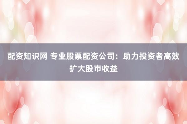 配资知识网 专业股票配资公司:助力投资者高效扩大股市收益