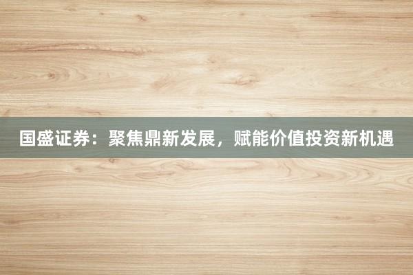 国盛证券:聚焦鼎新发展,赋能价值投资新机遇