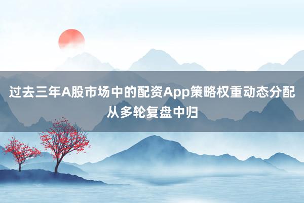 过去三年A股市场中的配资App策略权重动态分配从多轮复盘中归