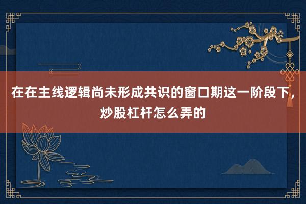 在在主线逻辑尚未形成共识的窗口期这一阶段下，炒股杠杆怎么弄的