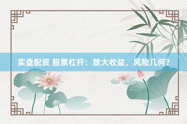 实盘配资 股票杠杆：放大收益，风险几何？