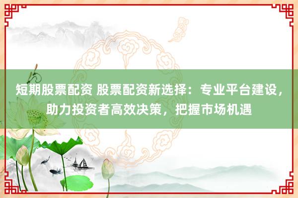 短期股票配资 股票配资新选择：专业平台建设，助力投资者高效决策，把握市场机遇