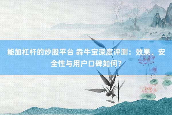 能加杠杆的炒股平台 犇牛宝深度评测:效果、安全性与用户口碑如何?