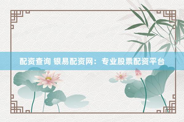 配资查询 银易配资网：专业股票配资平台