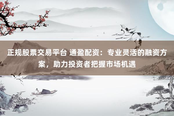 正规股票交易平台 通盈配资:专业灵活的融资方案,助力投资者把握市场机遇